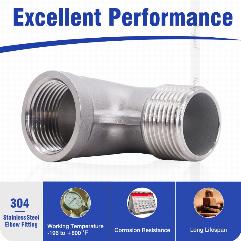 Horiznext stainless steel NPT 3/4 elbow fitting 90 degree with both male and female thread connecting water pipe air hose pvc tube cast coupling (1 pc) - Image 4